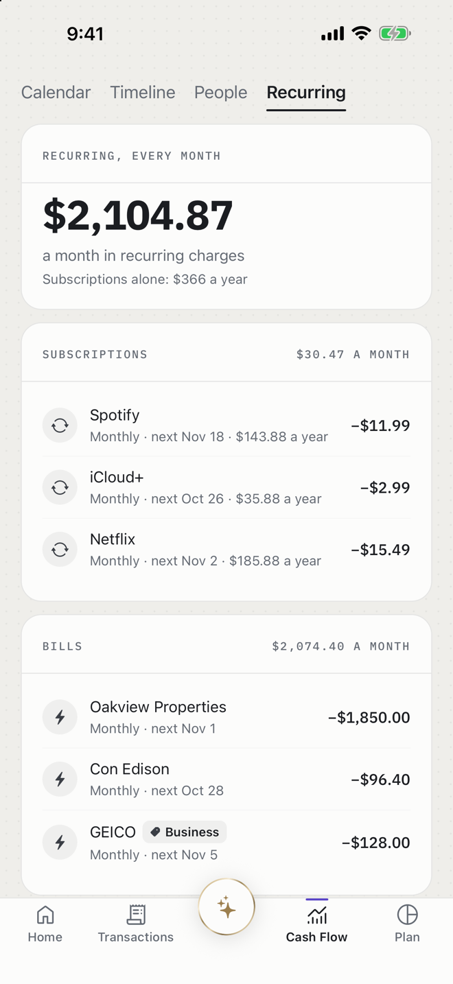 Sajilo Recurring: every bill, subscription and paycheck with its next date